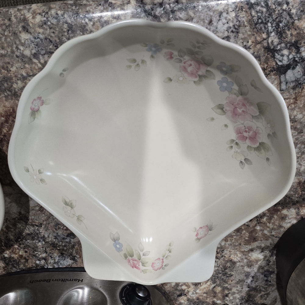 XL ❤VNTG RARE❤ PFALTZGRAFF TEA ROSE SEASHELL SERVING BOWL Made In USA!